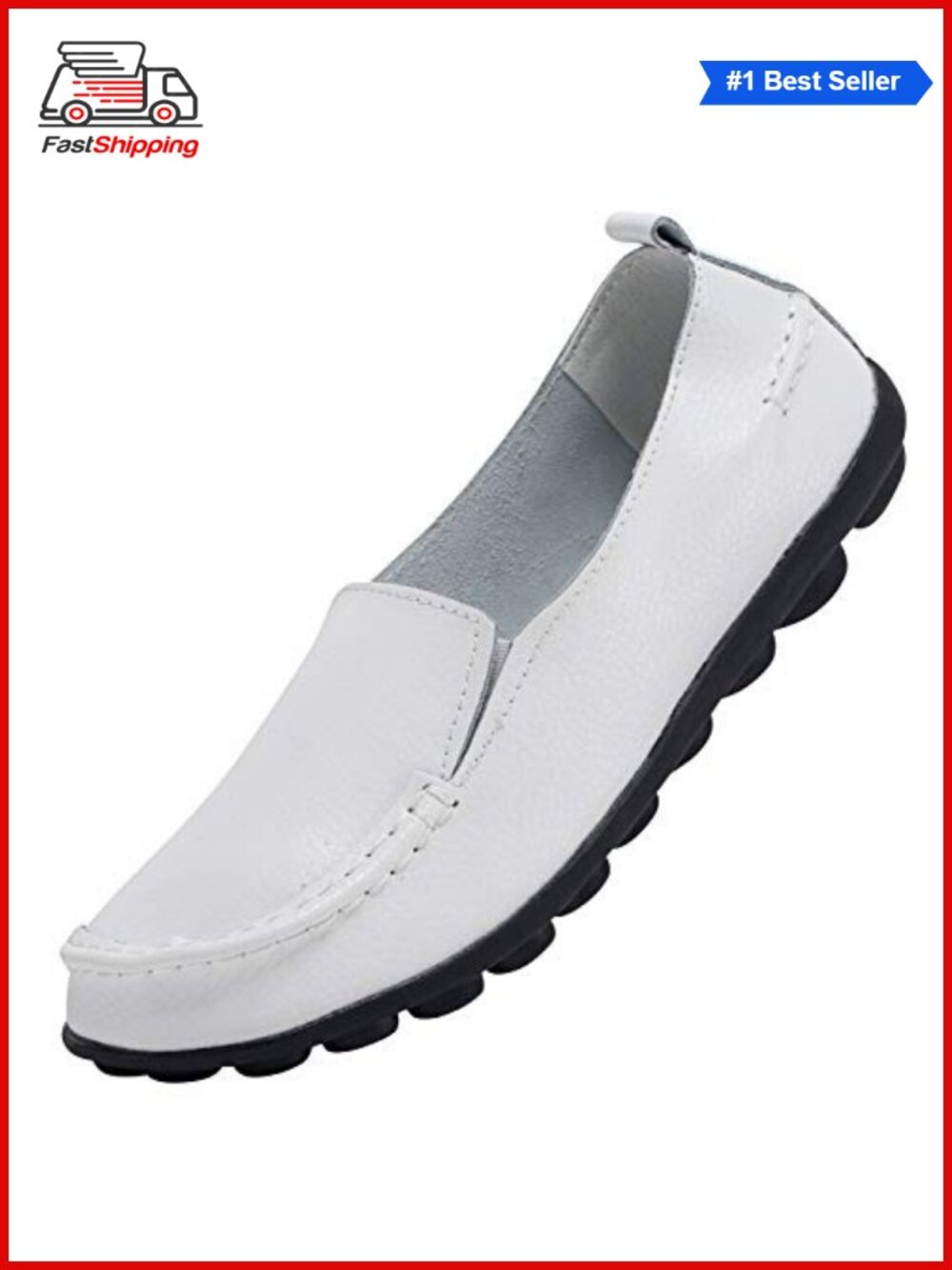 Women's Leather Slip On Loafers Comfortable Walking Flats Casual Driving Shoes